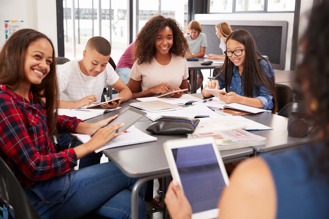 Students working in the classroom