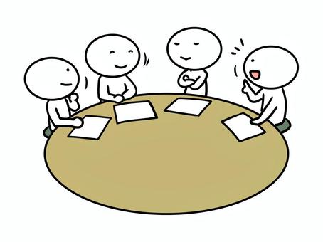 Cartoon of people at a meeting