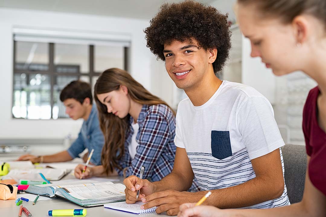 Students working in a classroom