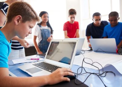 Students working in a computer lab