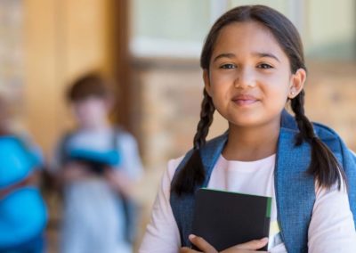 student wearing a backpack