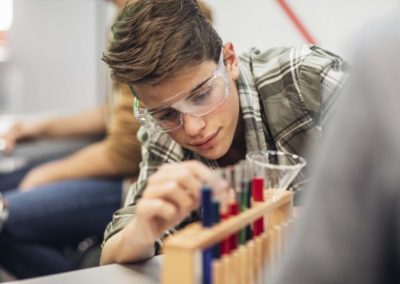 Student in chemistry class