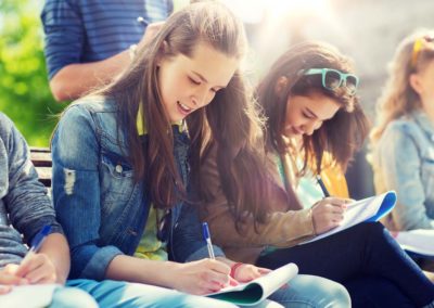 Students studying outside