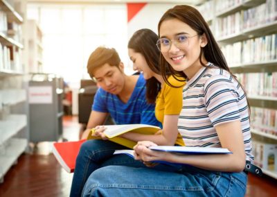 Group of students in the library