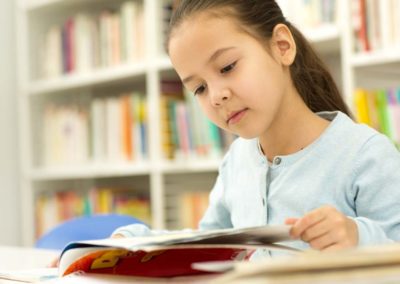 Student reading a book