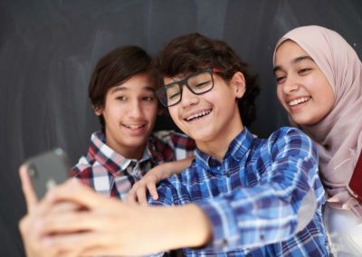 students taking a "selfie"