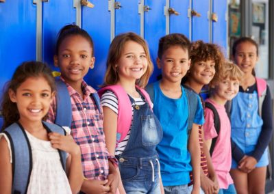 Students in front of lockers