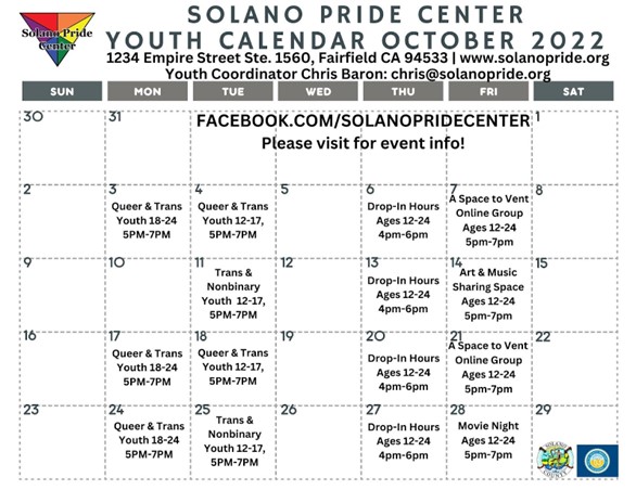 Solano Pride Center Calendar